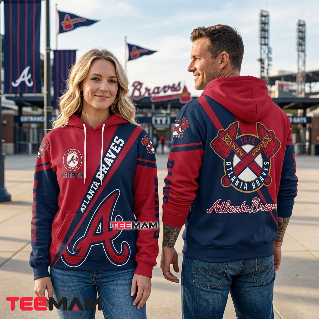 Atlanta Braves All Over Print 3D Hoodie Chop On Tomahawk Logo Back Atlanta Braves All Over Print 3D Hoodie Chop On Tomahawk Logo Back