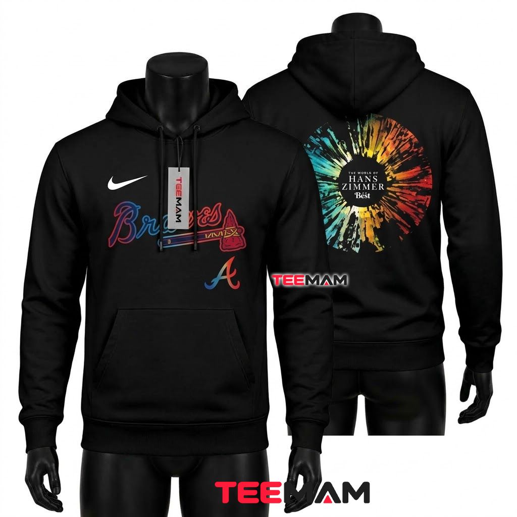 Atlanta Braves All Over Print 3D Hoodie Hans Zimmer Colorful Burst Front