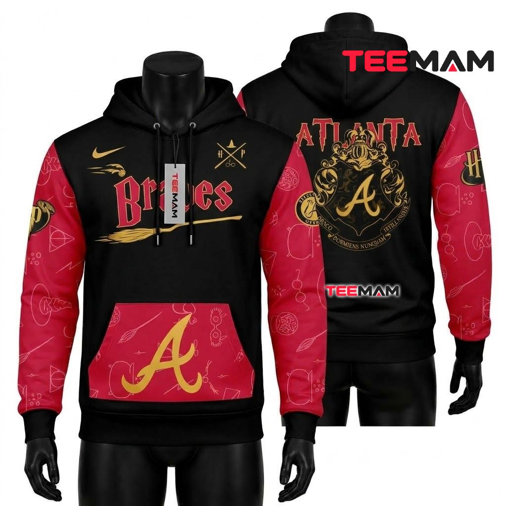 Atlanta Braves All Over Print 3D Hoodie Skeleton Hand Just Send It