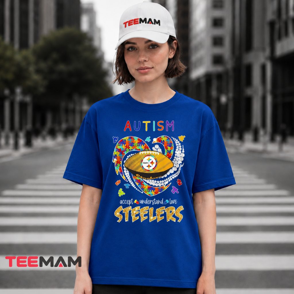 Autism Awareness Steelers Puzzle Football T-Shirt