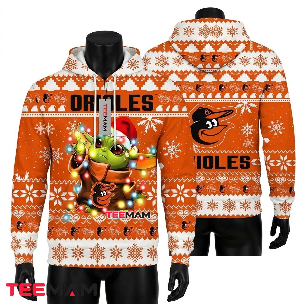 Baltimore Orioles 3D Hoodie Baby Groot Grinch Christmas