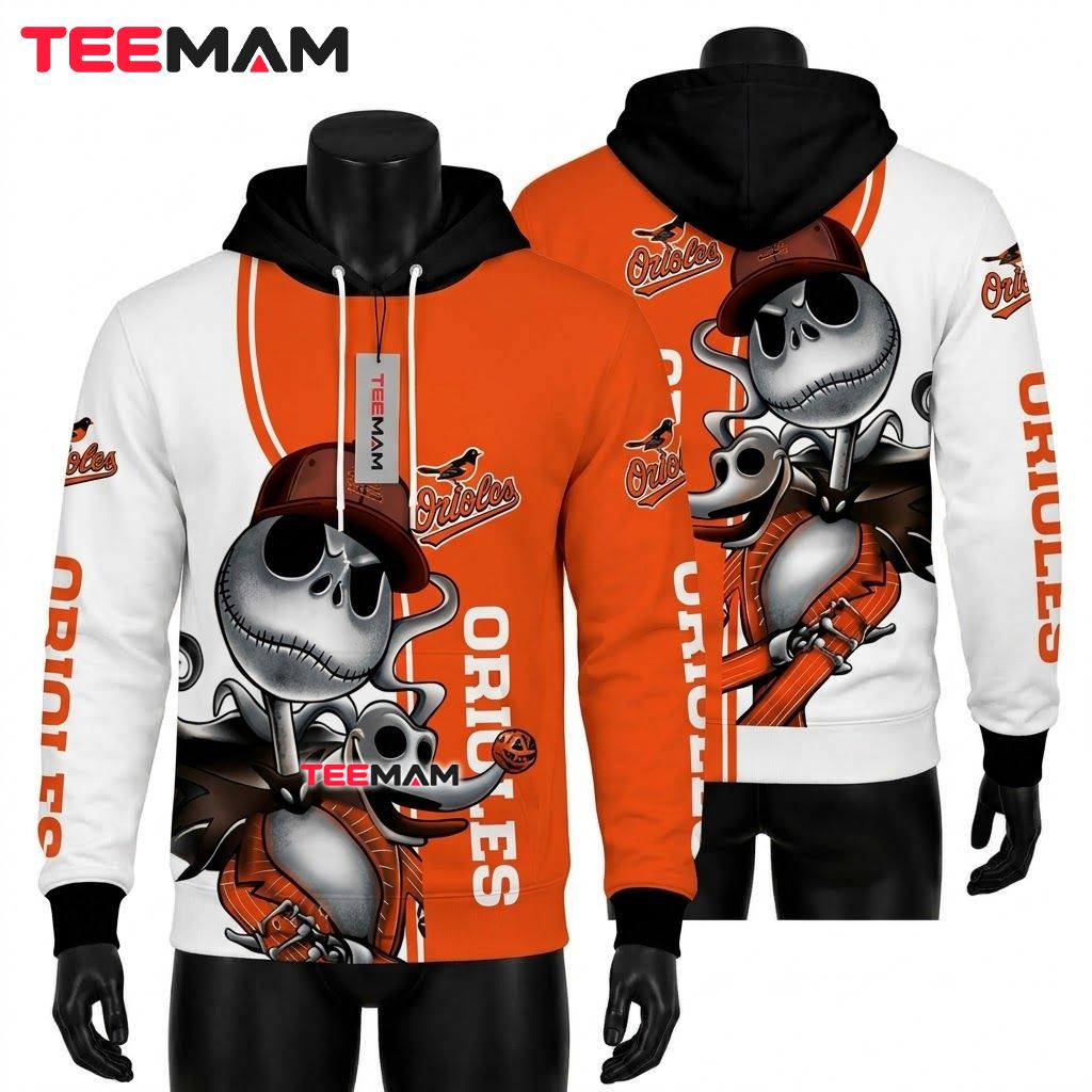 Baltimore Orioles 3D Hoodie Baseball Flame Orange White Split