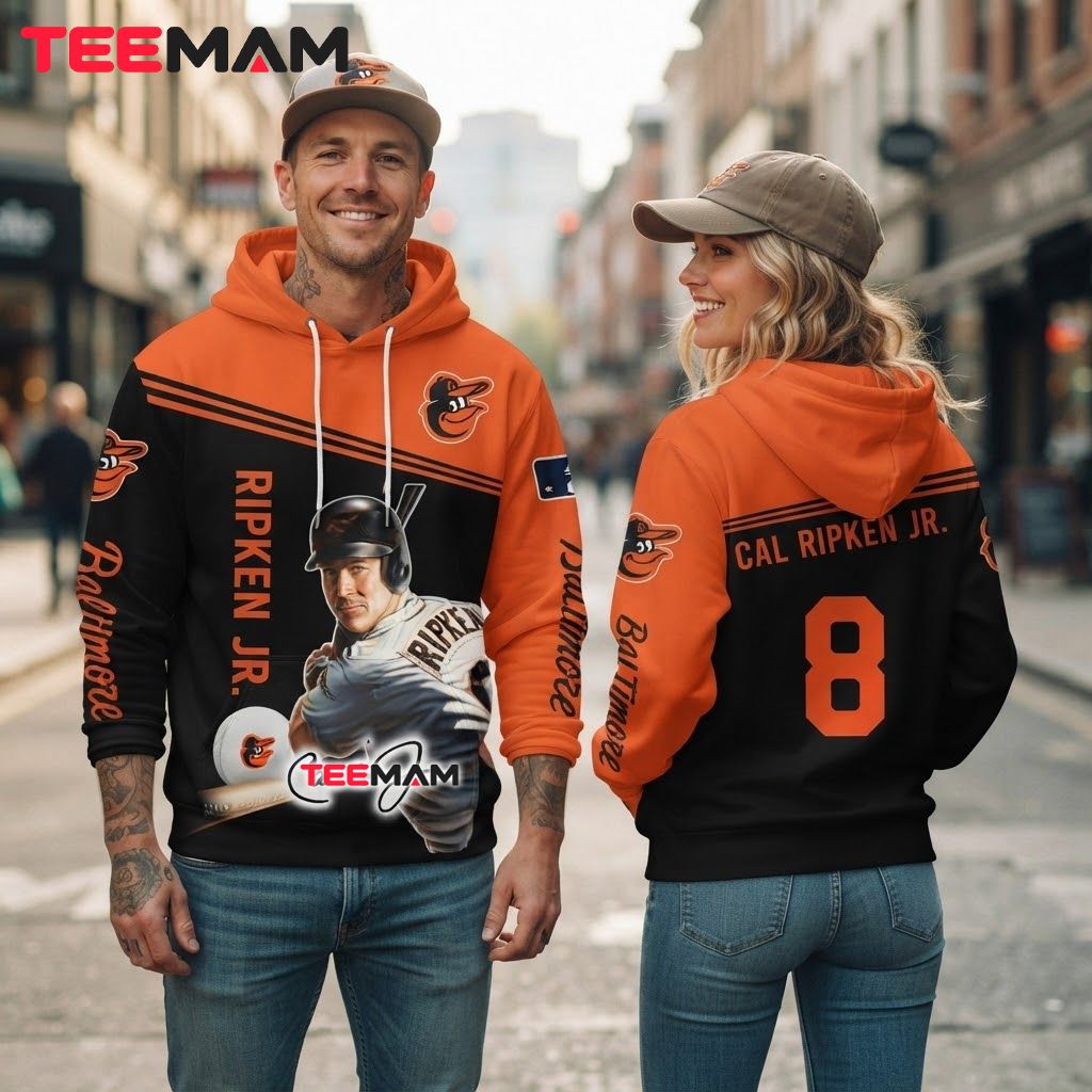 Baltimore Orioles All Over Print 3D Hoodie Cal Ripken Jr 8 Player Portrait Signature Back Baltimore Orioles All Over Print 3D Hoodie Cal Ripken Jr 8 Player Portrait Signature Back