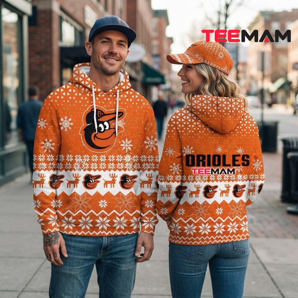 Baltimore Orioles All Over Print 3D Hoodie Christmas Reindeer Snowflake Back Baltimore Orioles All Over Print 3D Hoodie Christmas Reindeer Snowflake Back