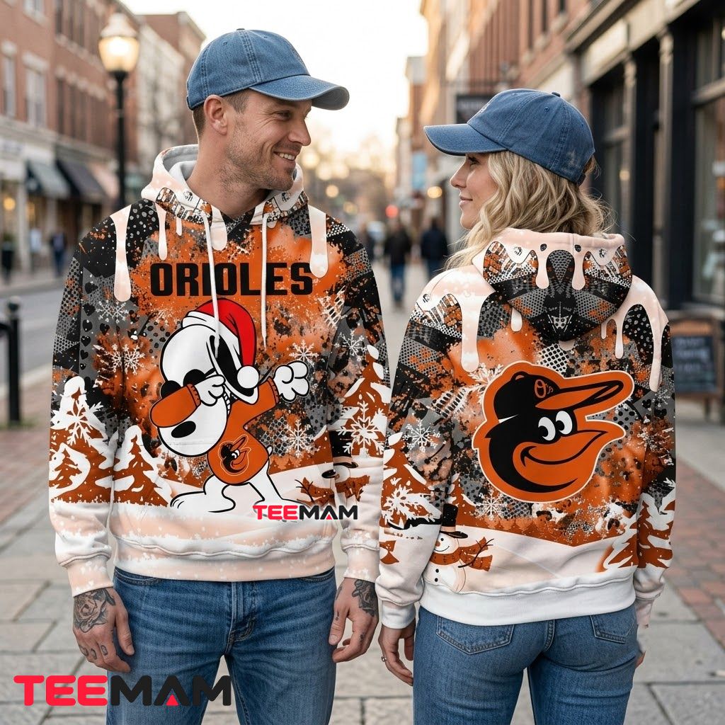 Baltimore Orioles All Over Print 3D Hoodie Snoopy Dabbing Christmas Snowflake Back Baltimore Orioles All Over Print 3D Hoodie Snoopy Dabbing Christmas Snowflake Back