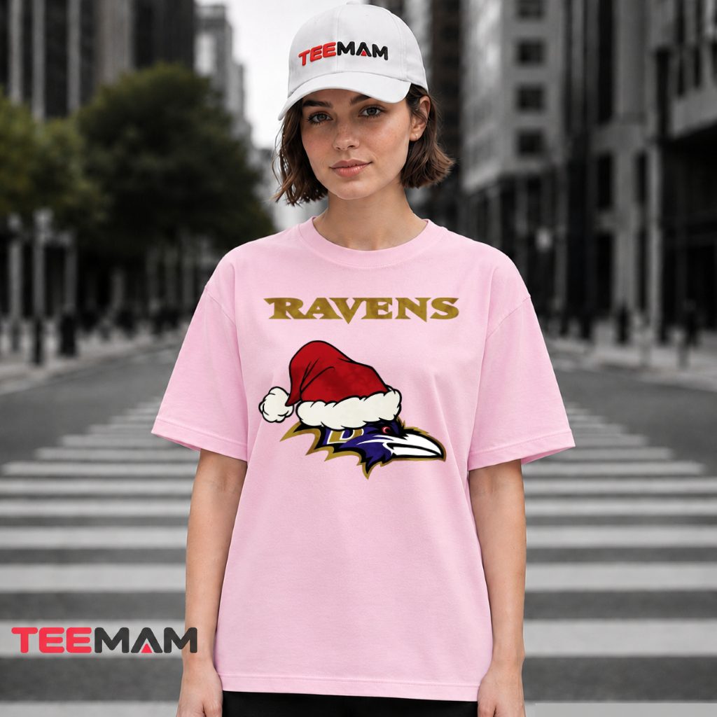 Baltimore Ravens Christmas Santa Hat T-Shirt