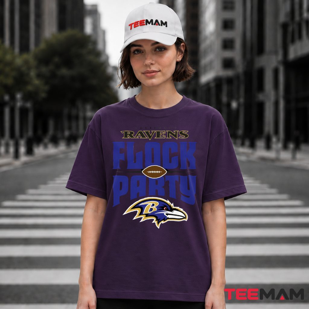 Baltimore Ravens Flock Party Football T-Shirt