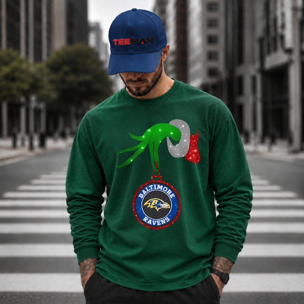 Baltimore Ravens Grinch Ornament Christmas Long Sleeve Baltimore Ravens Grinch Ornament Christmas Long Sleeve