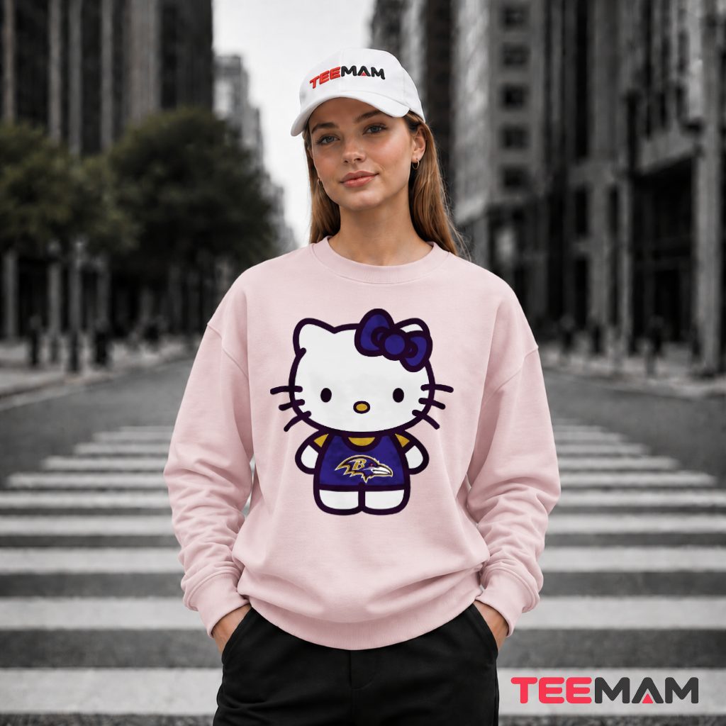 Baltimore Ravens Hello Kitty Bow Long Sleeve Baltimore Ravens Hello Kitty Bow Long Sleeve