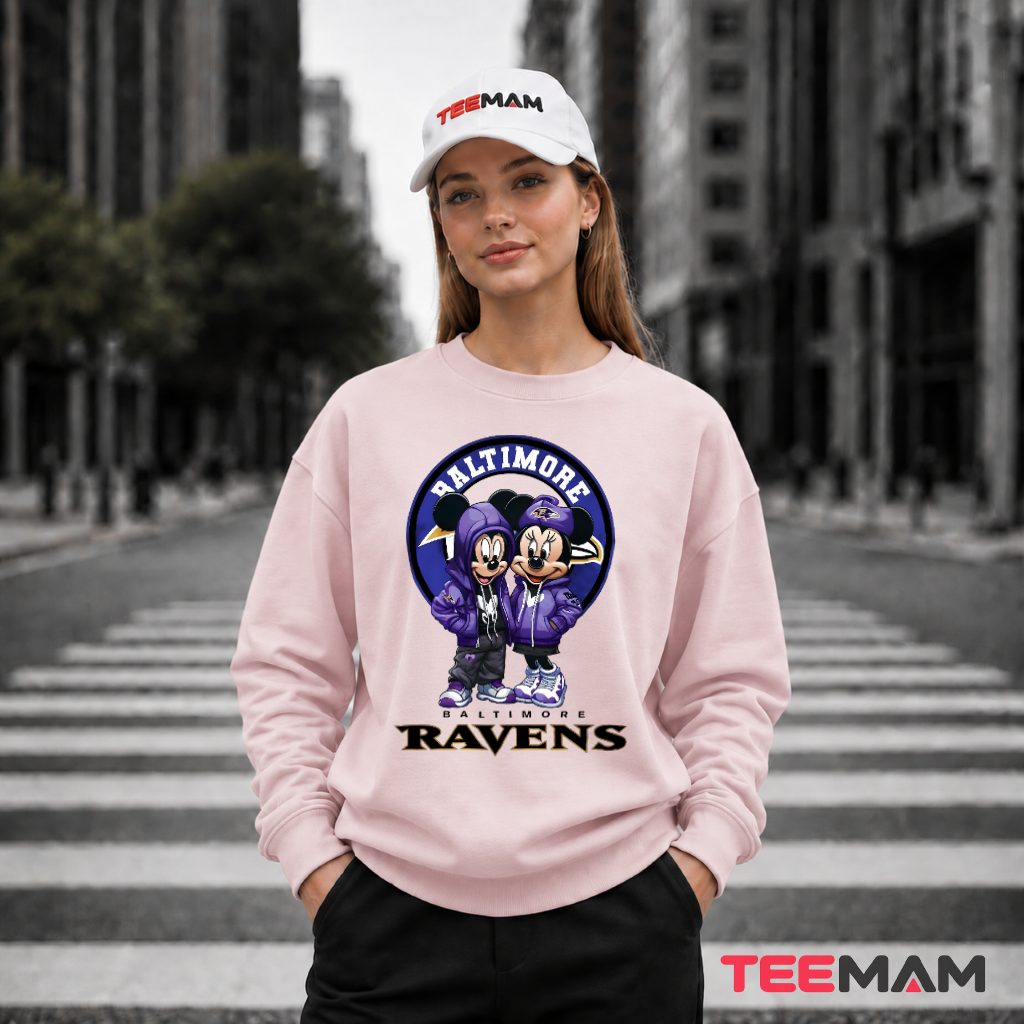 Baltimore Ravens Mickey Minnie Mouse Long Sleeve Baltimore Ravens Mickey Minnie Mouse Long Sleeve