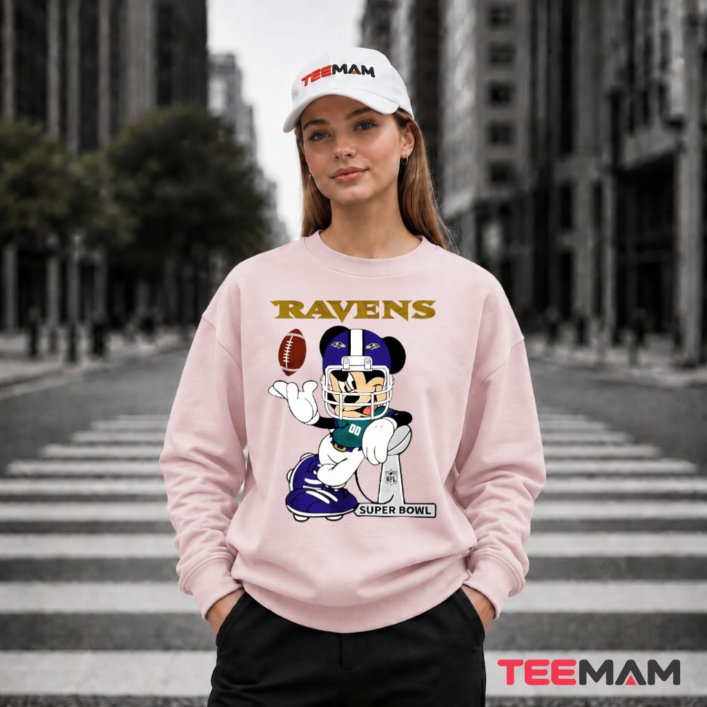 Baltimore Ravens Mickey Mouse Helmet Long Sleeve Baltimore Ravens Mickey Mouse Helmet Long Sleeve