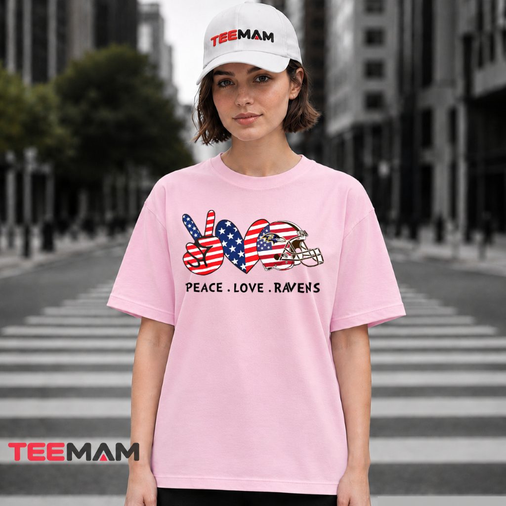Baltimore Ravens Peace Love America T-Shirt