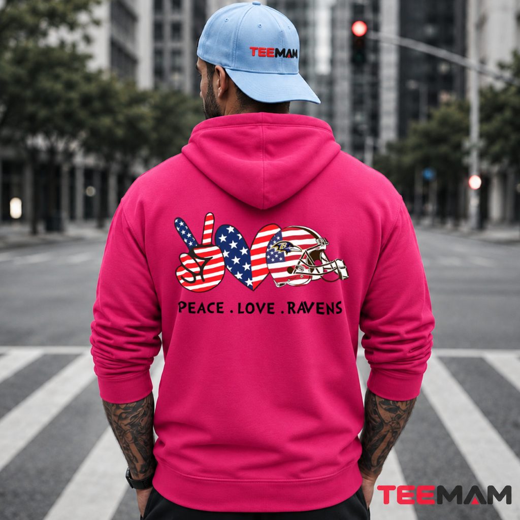 Baltimore Ravens Peace Love America Hoodie Baltimore Ravens Peace Love America Hoodie