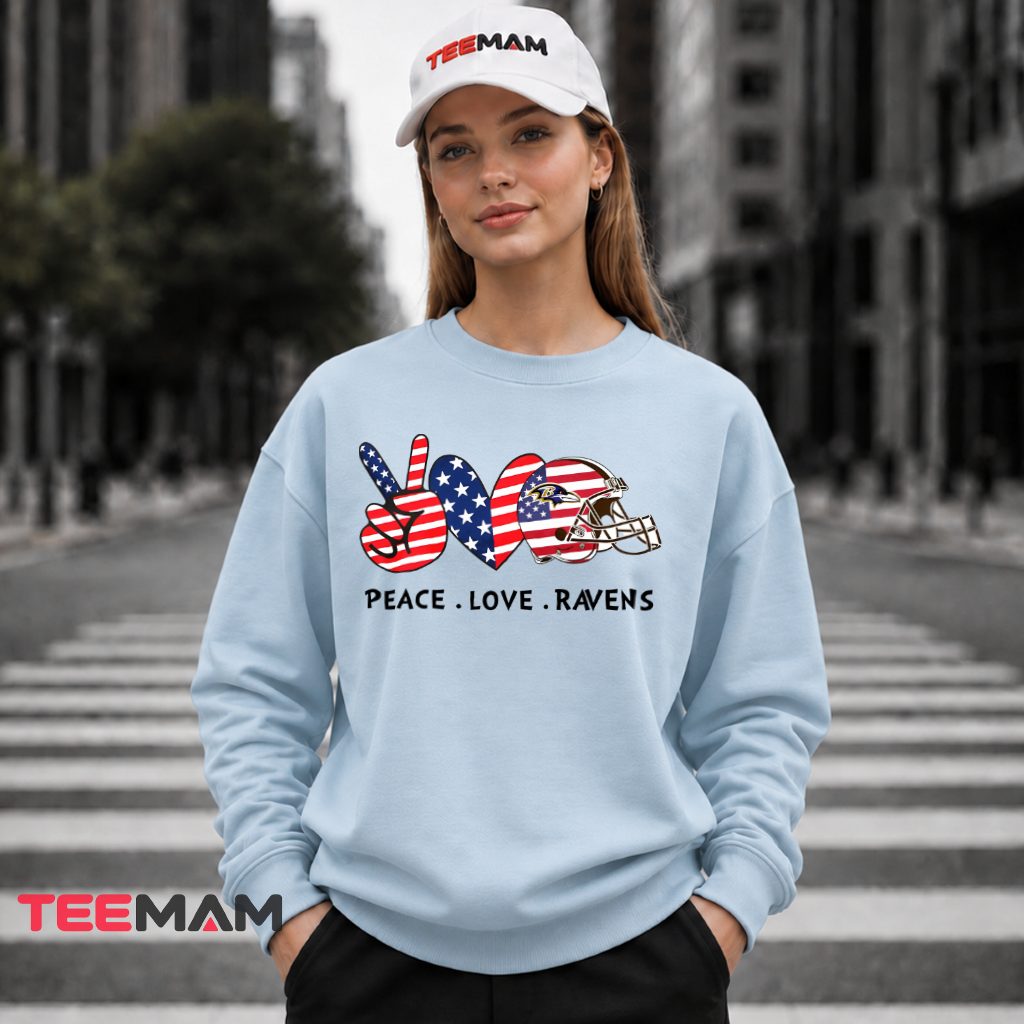 Baltimore Ravens Peace Love America Long Sleeve Baltimore Ravens Peace Love America Long Sleeve