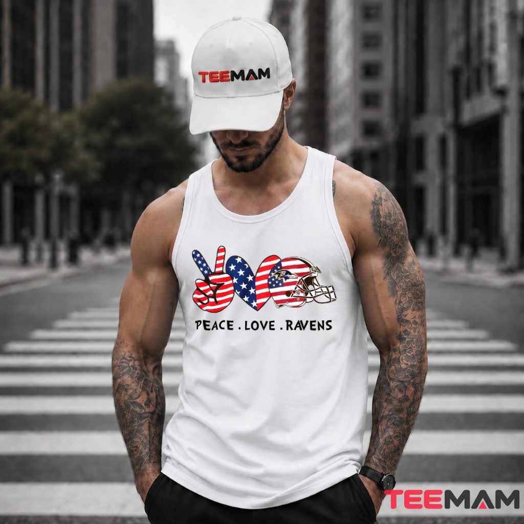 Baltimore Ravens Peace Love America Tank Top Baltimore Ravens Peace Love America Tank Top