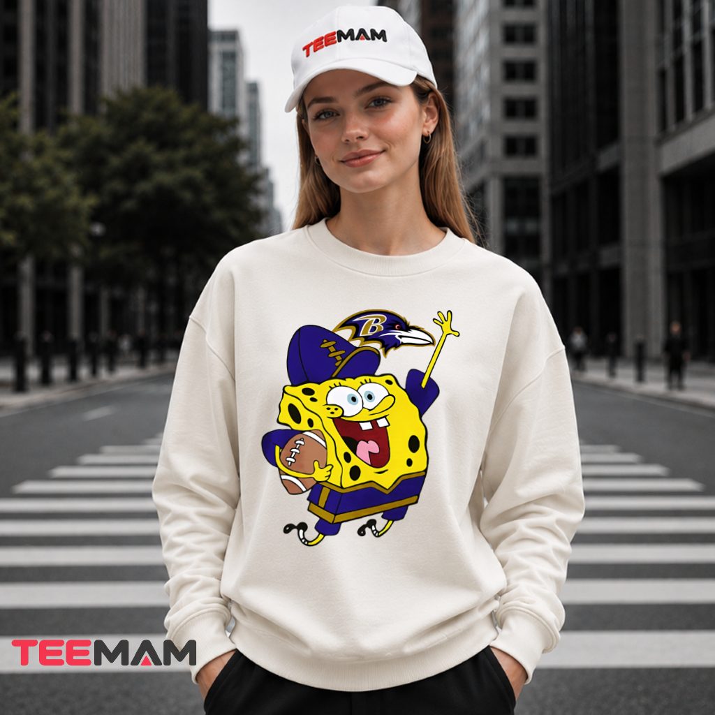 Baltimore Ravens Spongebob Football Long Sleeve Baltimore Ravens Spongebob Football Long Sleeve