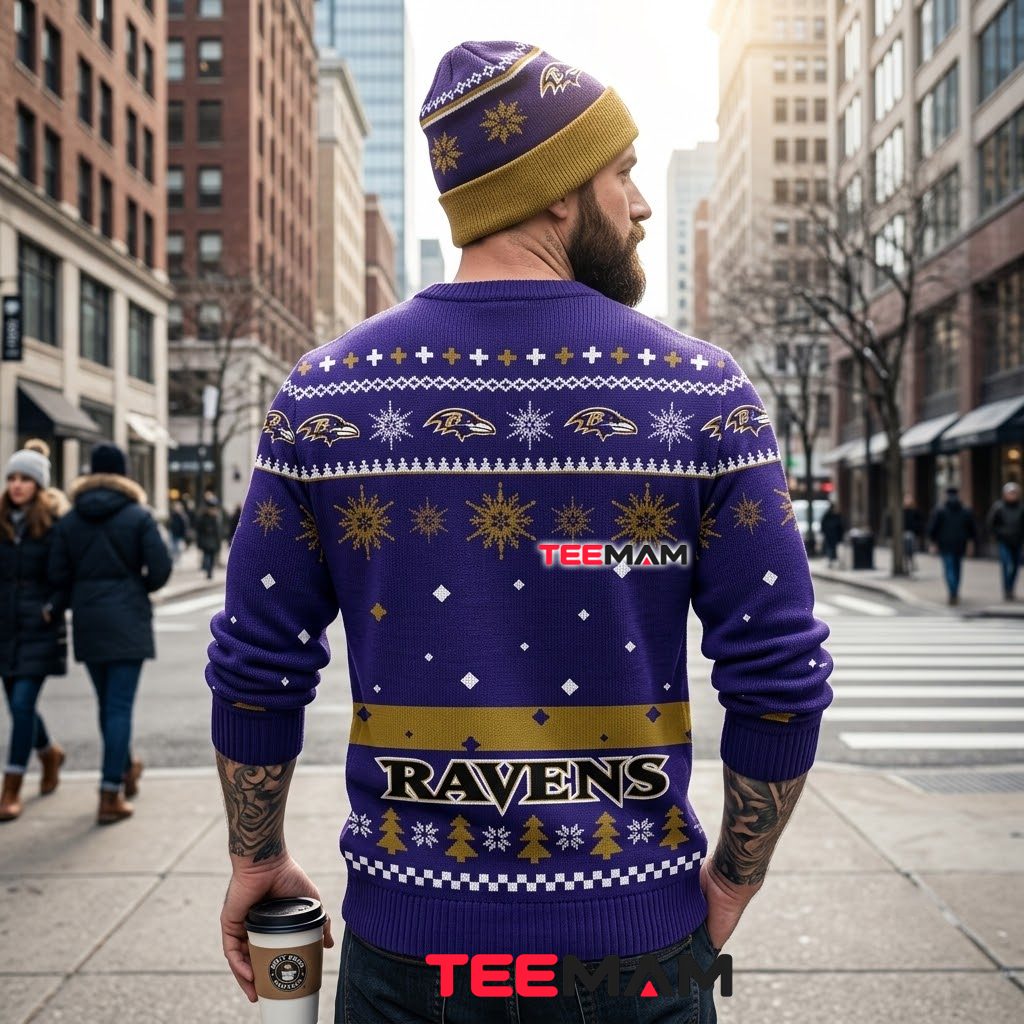 Baltimore Ravens Ugly Sweater Christmas Mickey Mouse Football Design Version 3 Baltimore Ravens Ugly Sweater Christmas Mickey Mouse Football Design Version 3