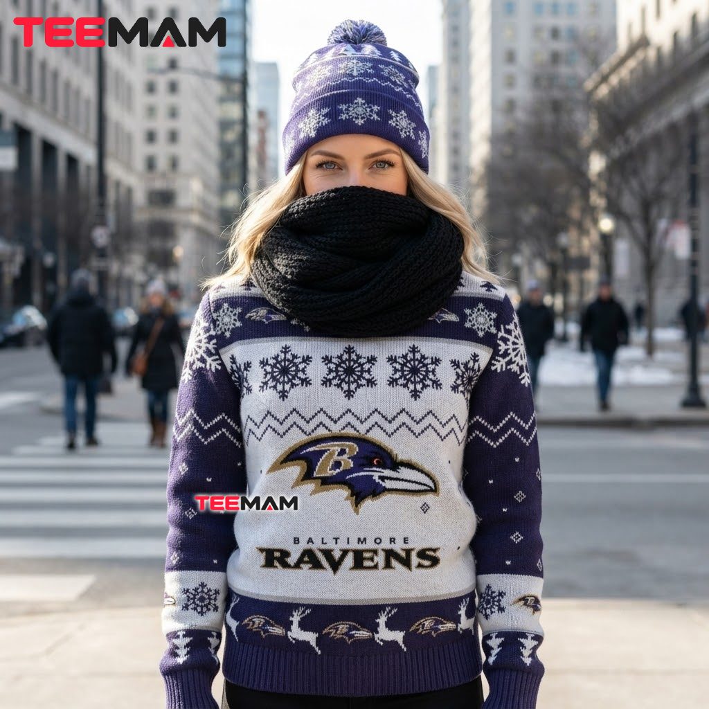 Baltimore Ravens Ugly Sweater Christmas Play Like Raven Back Baltimore Ravens Ugly Sweater Christmas Play Like Raven Back