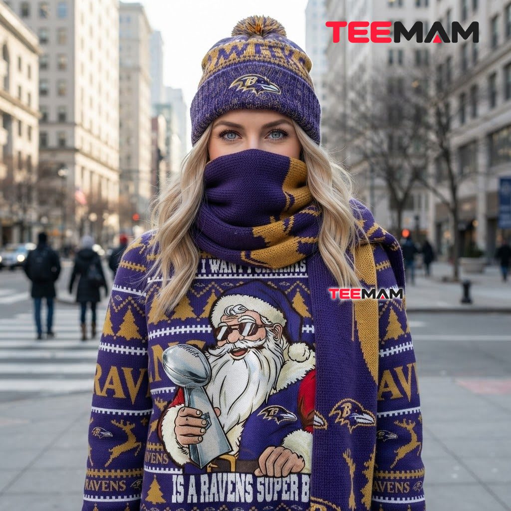 Baltimore Ravens Ugly Sweater Christmas Santa Super Bowl Trophy Back Baltimore Ravens Ugly Sweater Christmas Santa Super Bowl Trophy Back