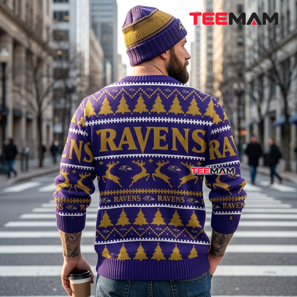 Baltimore Ravens Ugly Sweater Christmas Santa Super Bowl Trophy Version 3 Baltimore Ravens Ugly Sweater Christmas Santa Super Bowl Trophy Version 3