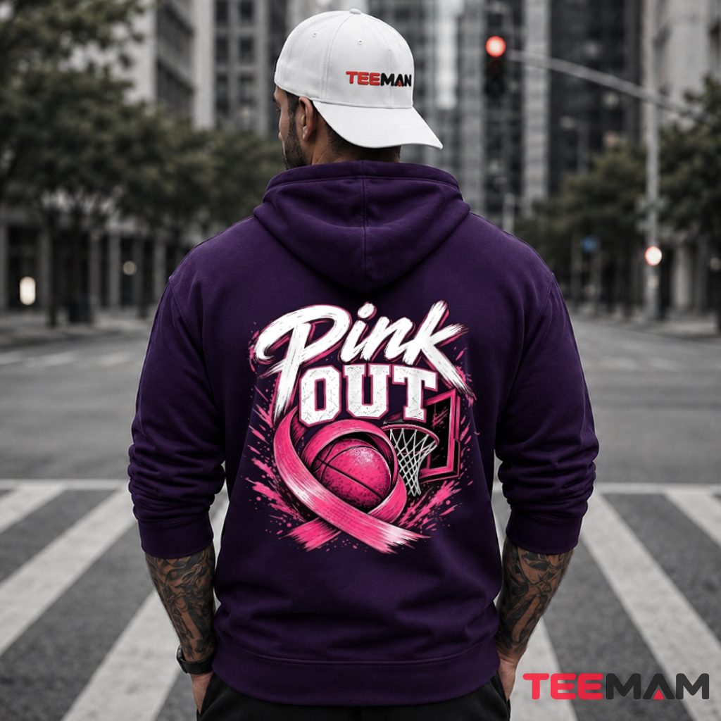 Basketball Hoop Pink Out Ribbon Awareness Hoodie Basketball Hoop Pink Out Ribbon Awareness Hoodie