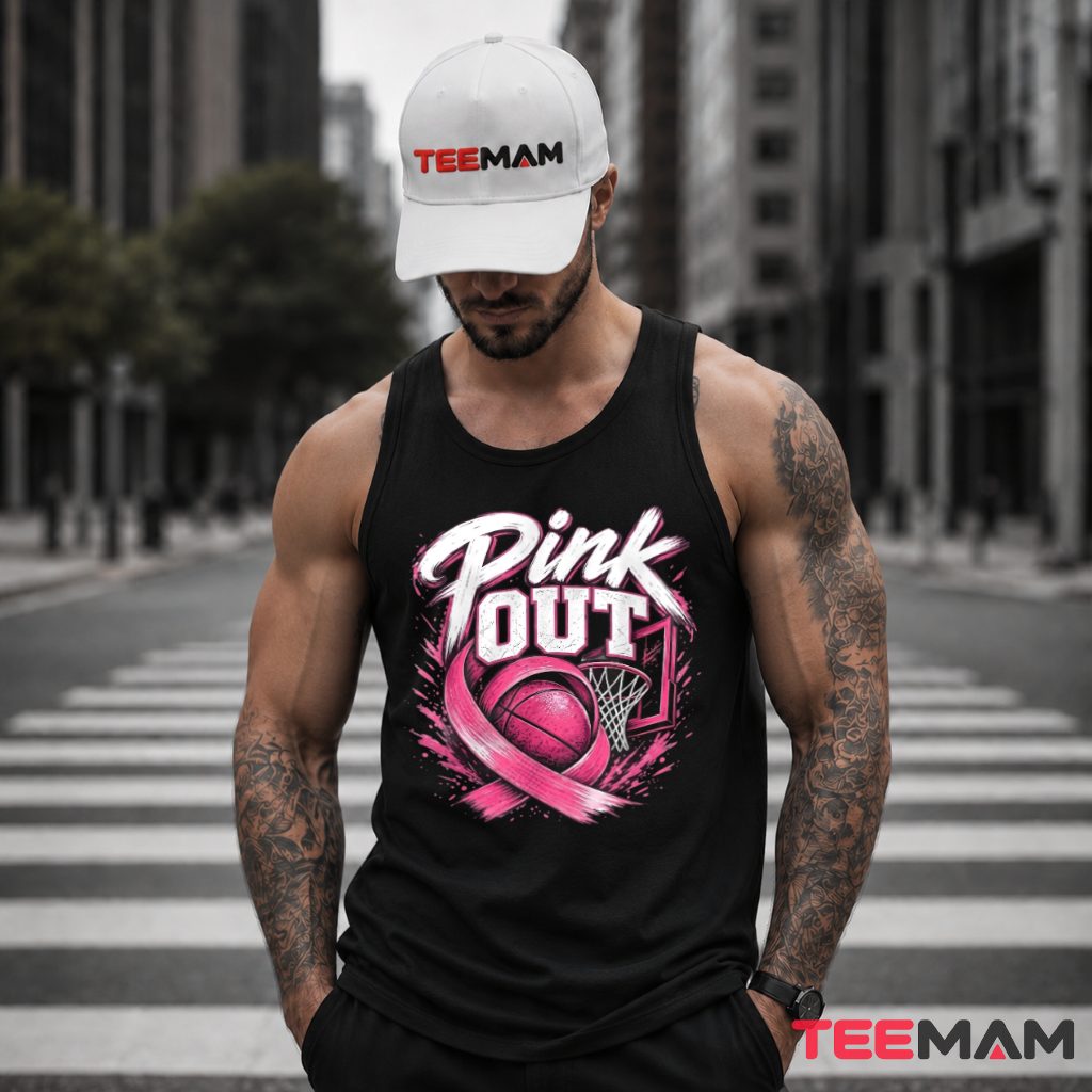 Basketball Hoop Pink Out Ribbon Awareness Tank Top Basketball Hoop Pink Out Ribbon Awareness Tank Top