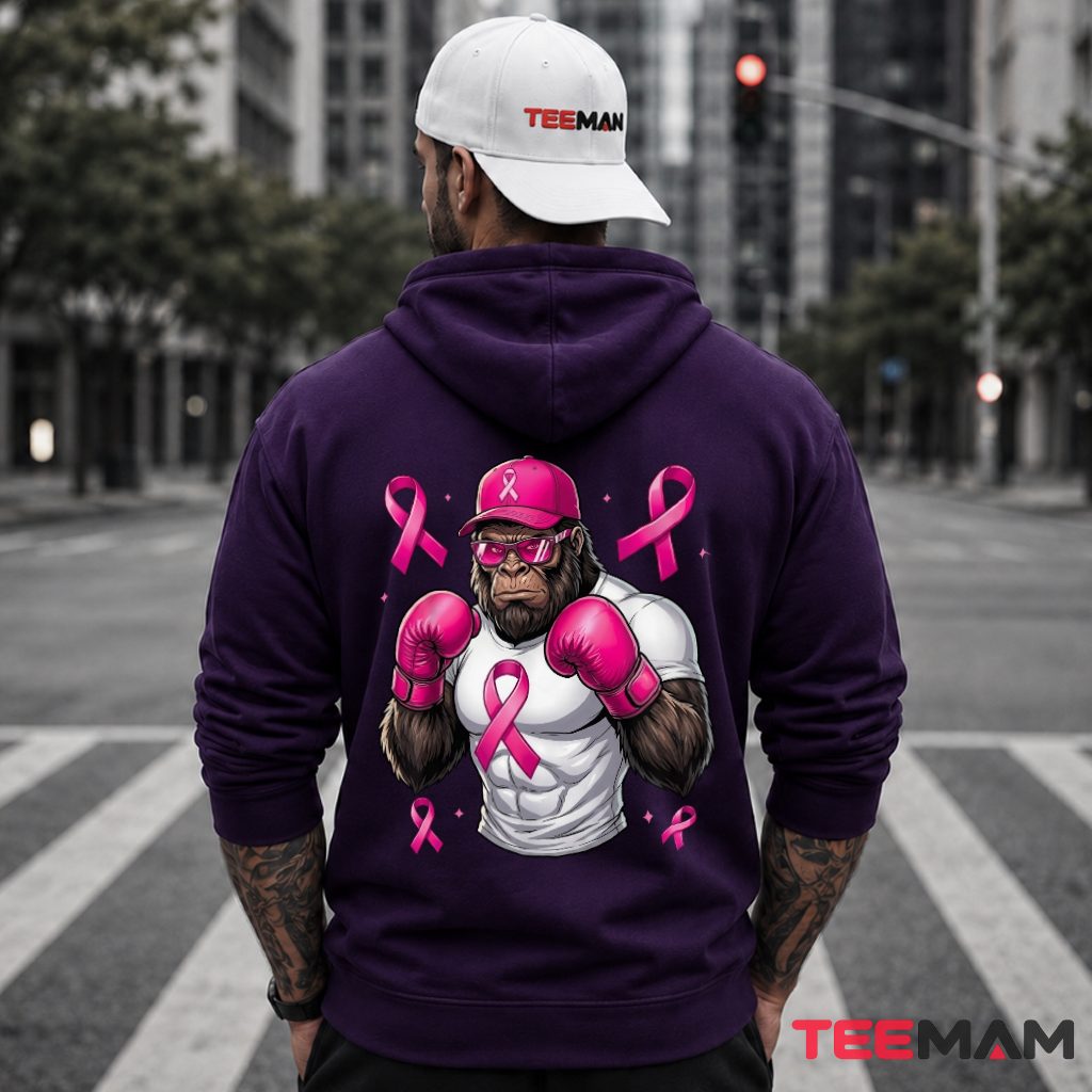 Bigfoot Boxing Gloves Cap Pink Ribbon Hoodie Bigfoot Boxing Gloves Cap Pink Ribbon Hoodie