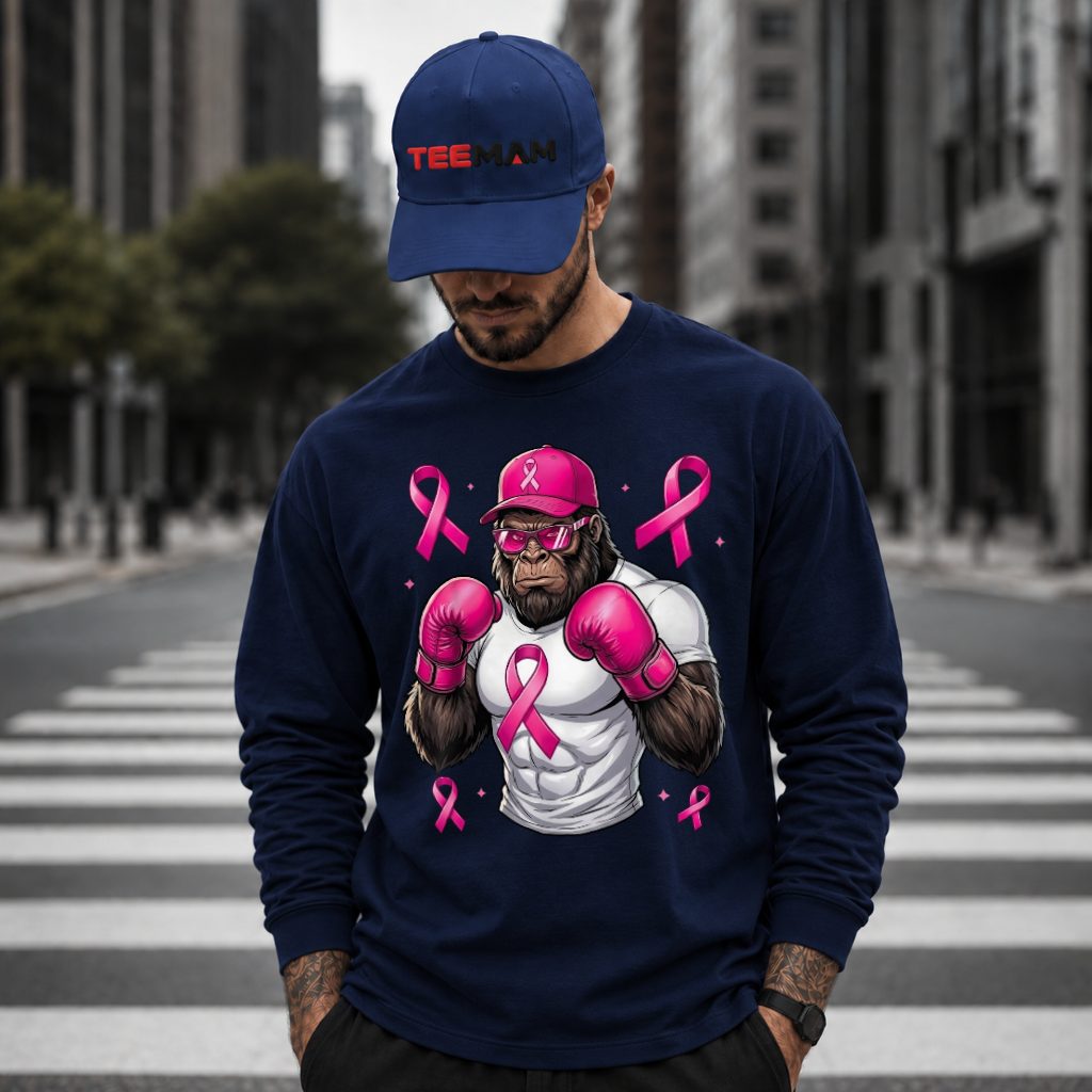 Bigfoot Boxing Gloves Cap Pink Ribbon Long Sleeve Bigfoot Boxing Gloves Cap Pink Ribbon Long Sleeve