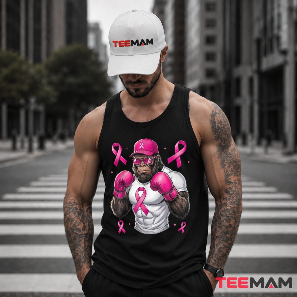 Bigfoot Boxing Gloves Cap Pink Ribbon Tank Top Bigfoot Boxing Gloves Cap Pink Ribbon Tank Top
