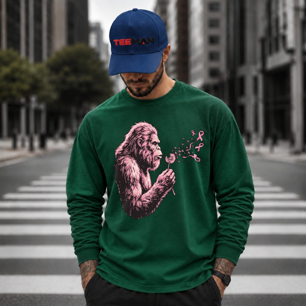 Bigfoot Dandelion Pink Ribbon Awareness Long Sleeve Bigfoot Dandelion Pink Ribbon Awareness Long Sleeve