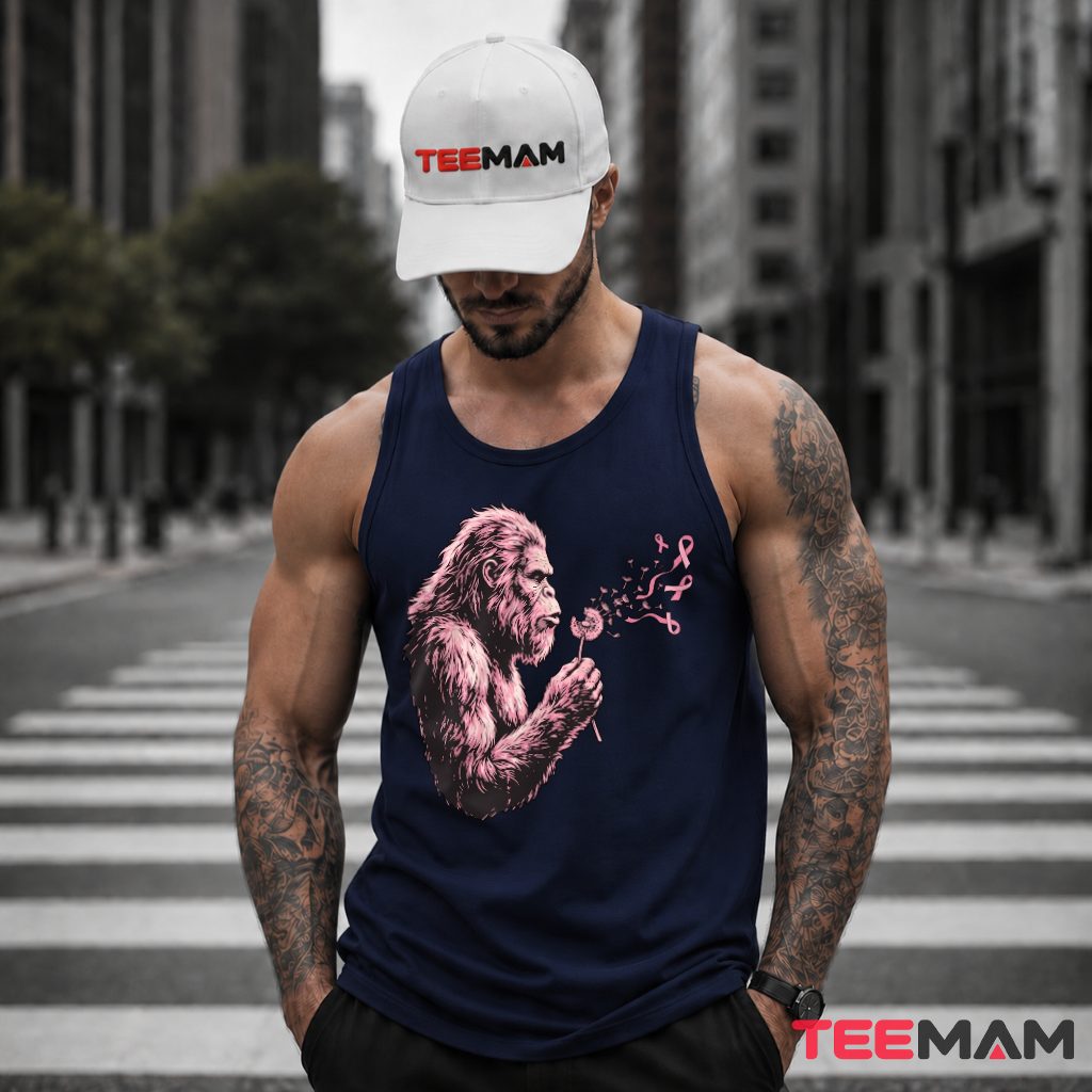 Bigfoot Dandelion Pink Ribbon Awareness Tank Top Bigfoot Dandelion Pink Ribbon Awareness Tank Top