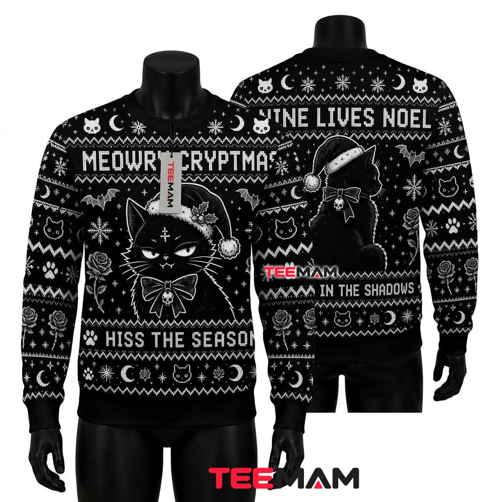 Black Cat Ugly Christmas Sweater A Little Hocus Pocus Witch Black Cat Ugly Christmas Sweater A Little Hocus Pocus Witch