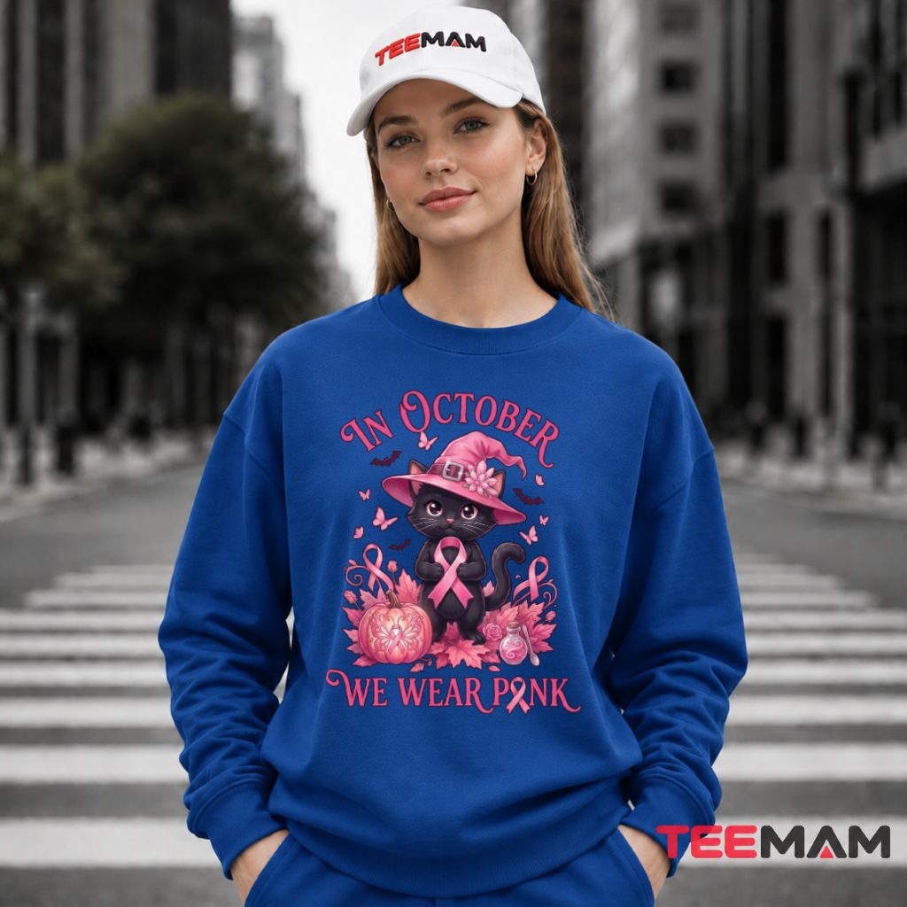 Black Cat Witch Hat Pumpkin Potion Pink Long Sleeve Black Cat Witch Hat Pumpkin Potion Pink Long Sleeve