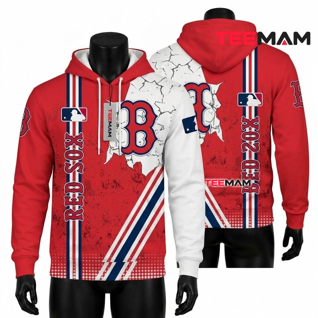 Boston Red Sox 3D Hoodie Crack Logo Front