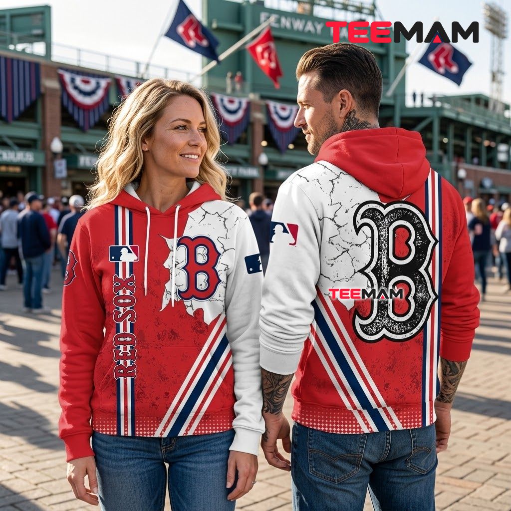Boston Red Sox 3D Hoodie Crack Logo Back Boston Red Sox 3D Hoodie Crack Logo Back
