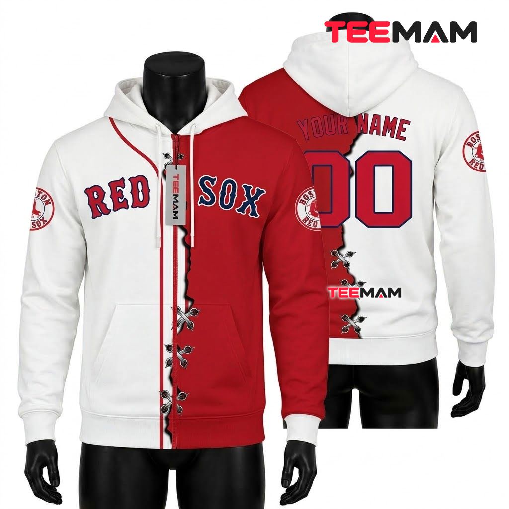 Boston Red Sox 3D Hoodie Custom Split Front
