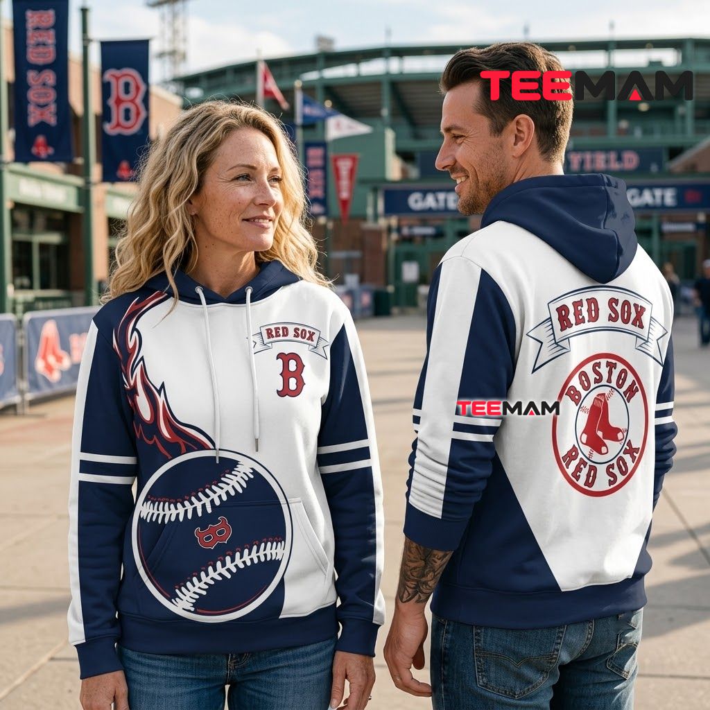 Boston Red Sox 3D Hoodie Flame Baseball Back Boston Red Sox 3D Hoodie Flame Baseball Back