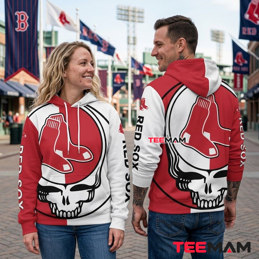 Boston Red Sox 3D Hoodie Grateful Dead Back Boston Red Sox 3D Hoodie Grateful Dead Back