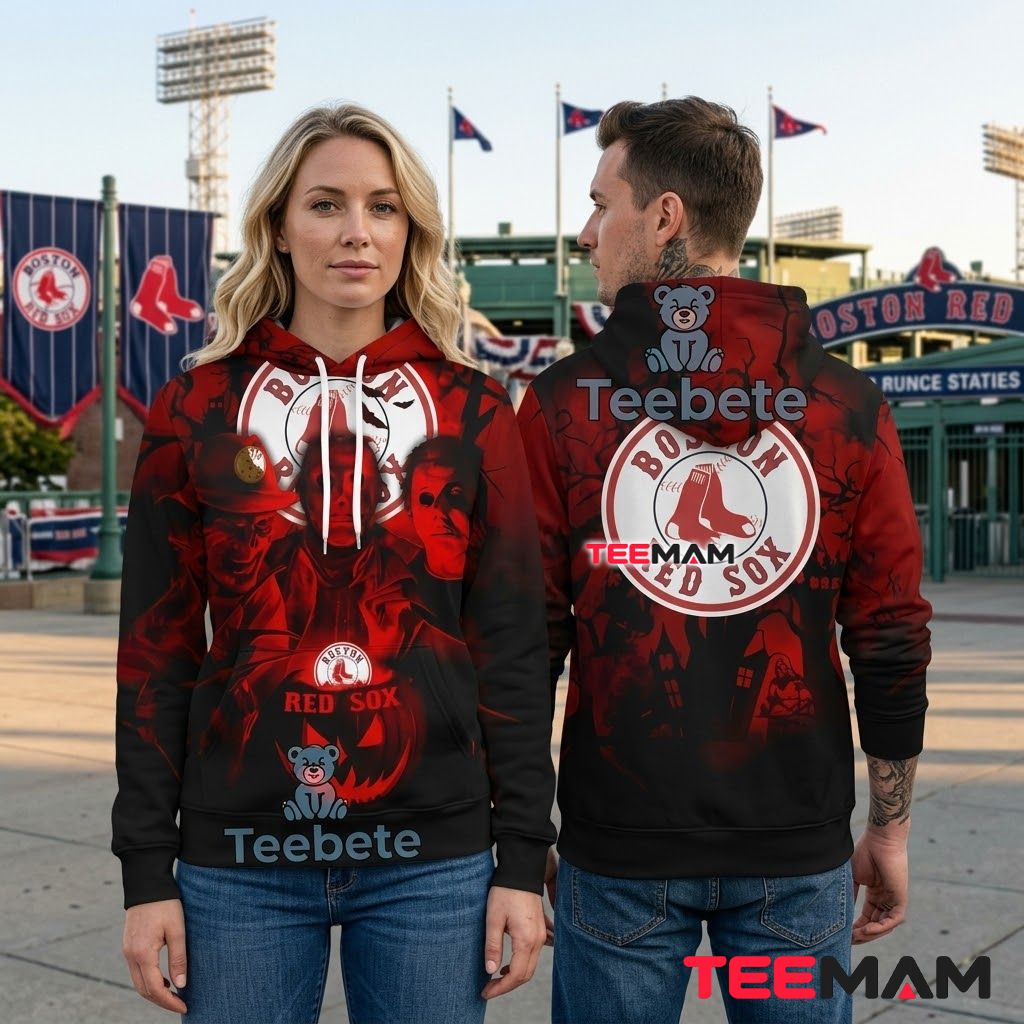 Boston Red Sox 3D Hoodie Horror Halloween Back Boston Red Sox 3D Hoodie Horror Halloween Back