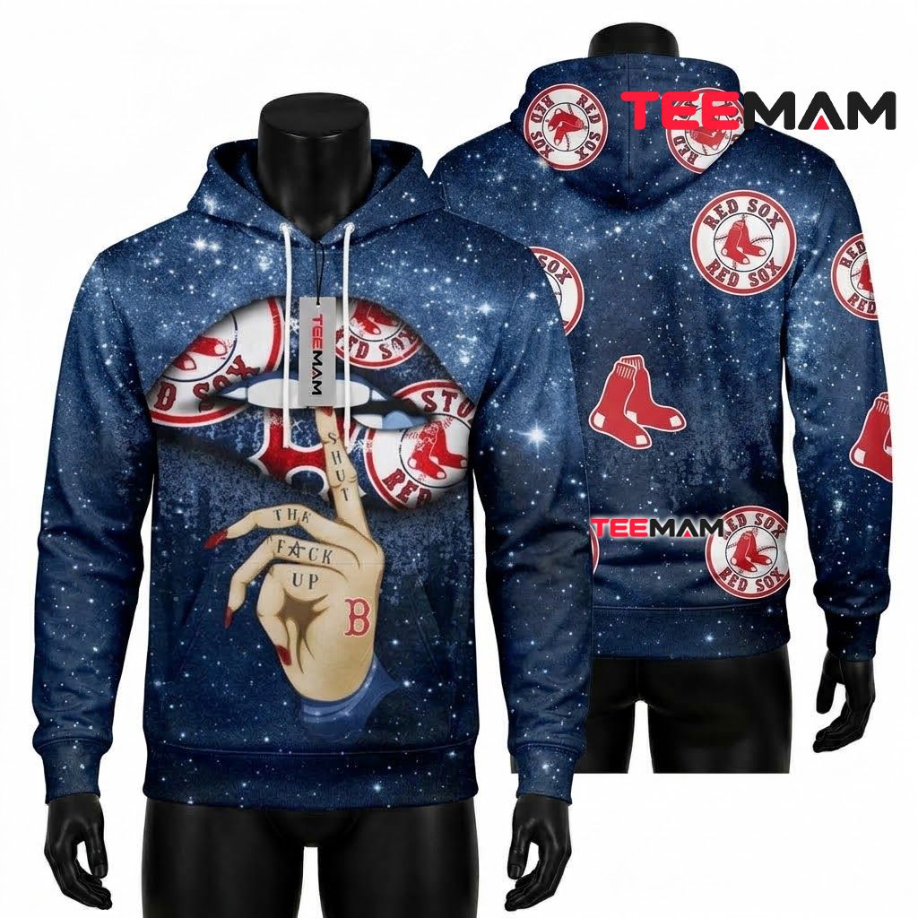 Boston Red Sox 3D Hoodie Lips Galaxy Front