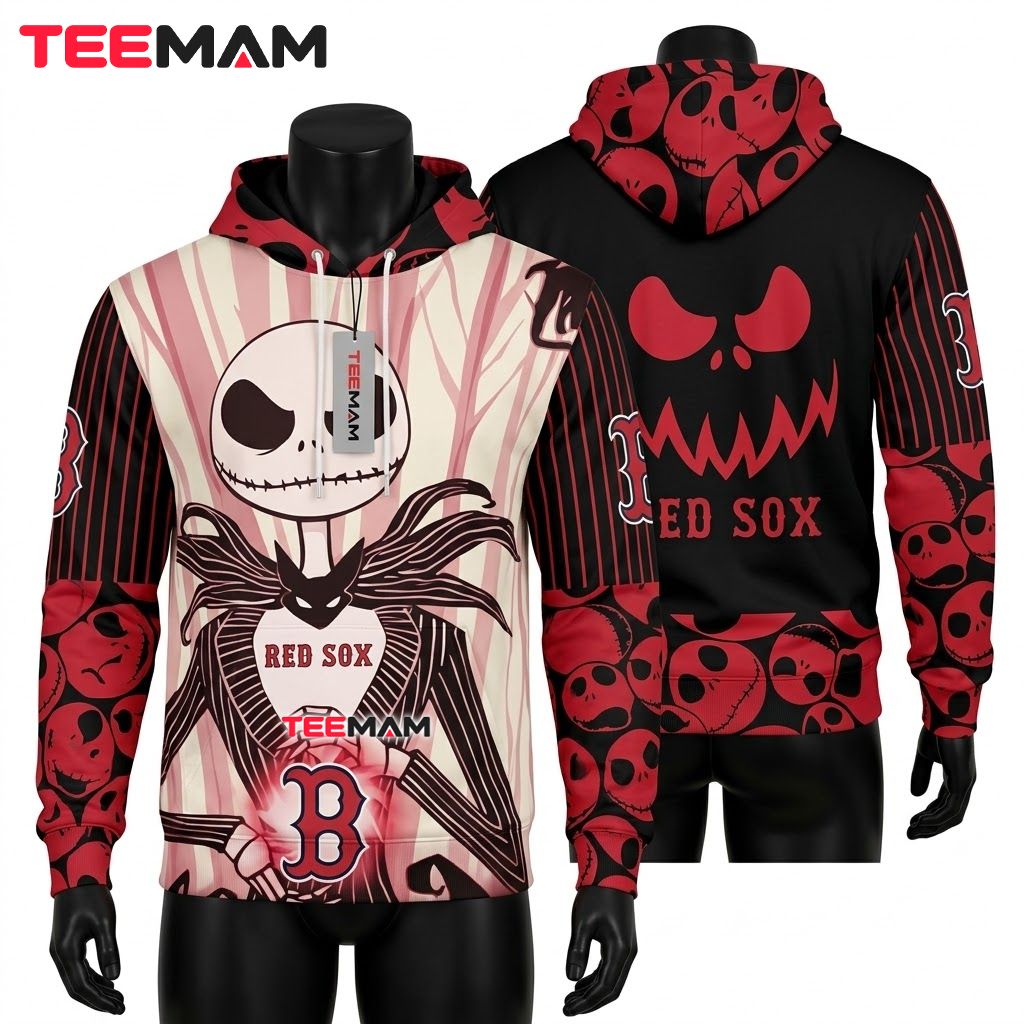 Boston Red Sox 3D Hoodie Nightmare Skull Front