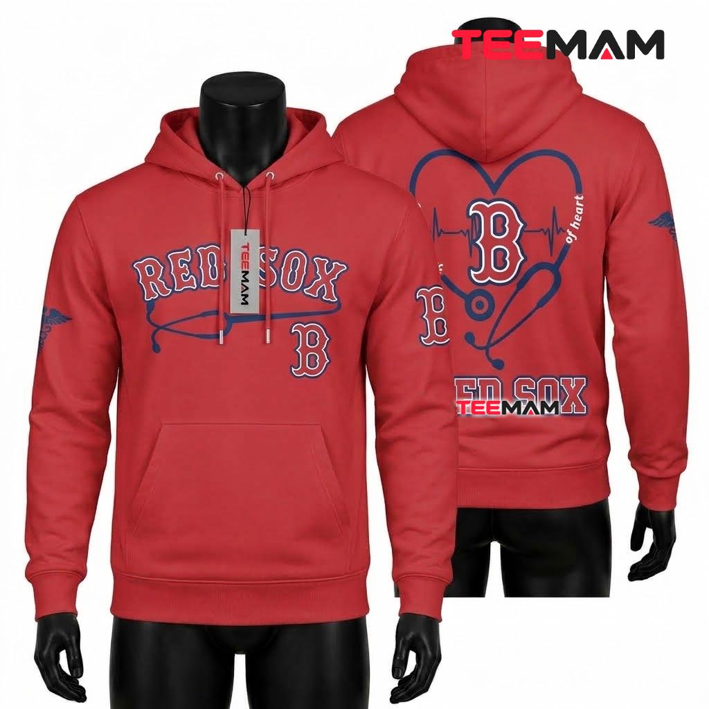 Boston Red Sox 3D Hoodie Nurse Heart Front
