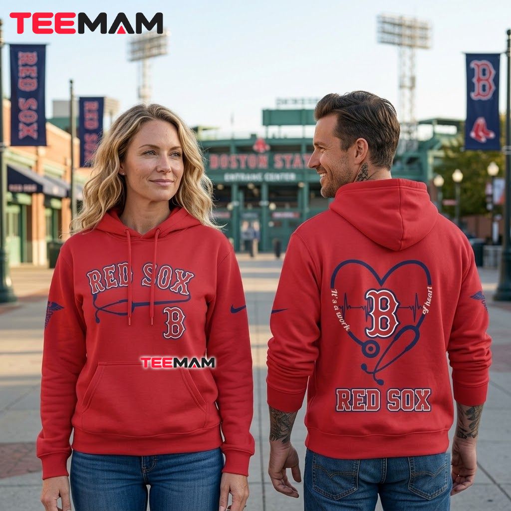 Boston Red Sox 3D Hoodie Nurse Heart Back Boston Red Sox 3D Hoodie Nurse Heart Back