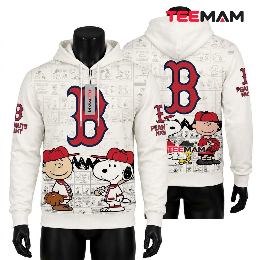 Boston Red Sox 3D Hoodie Peanuts Night Front
