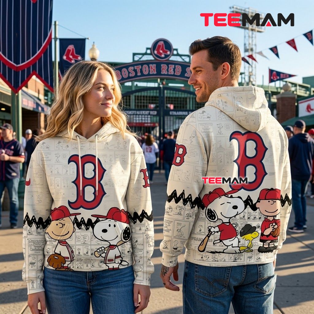 Boston Red Sox 3D Hoodie Peanuts Night Back Boston Red Sox 3D Hoodie Peanuts Night Back