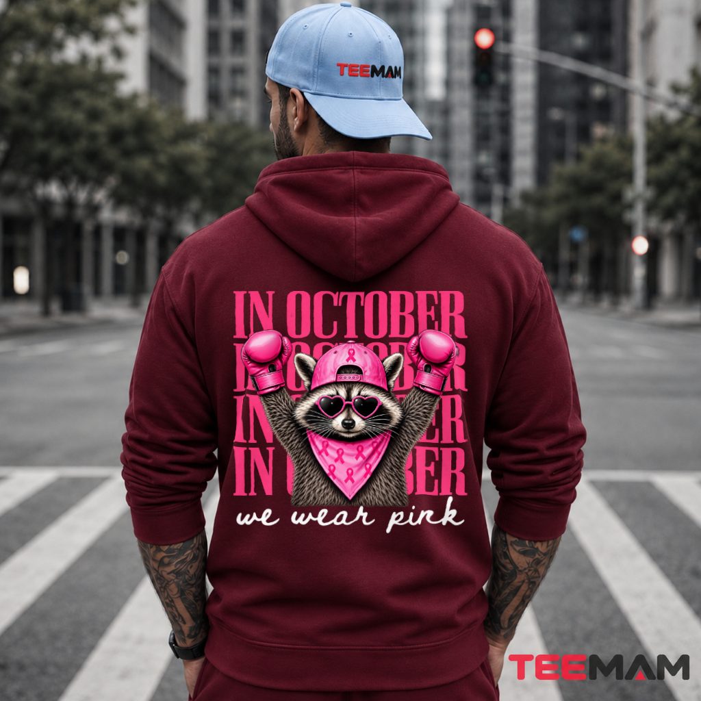 Boxing Raccoon Bandana Cap October Pink Hoodie Boxing Raccoon Bandana Cap October Pink Hoodie