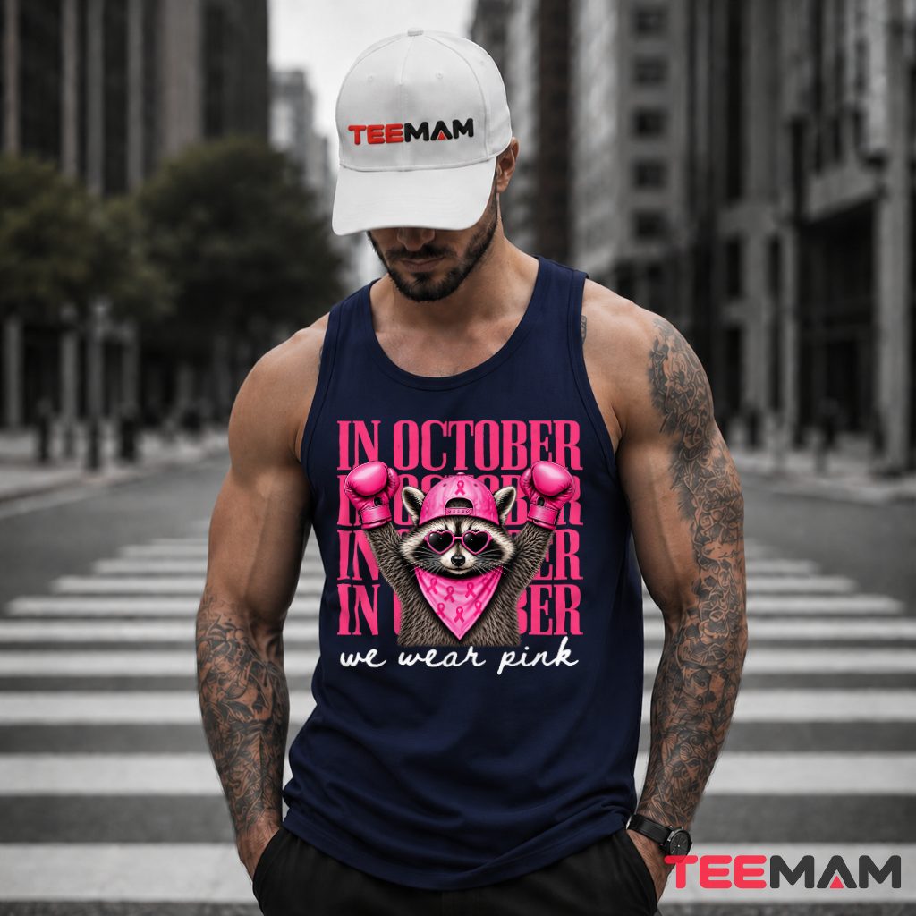 Boxing Raccoon Bandana Cap October Pink Tank Top Boxing Raccoon Bandana Cap October Pink Tank Top
