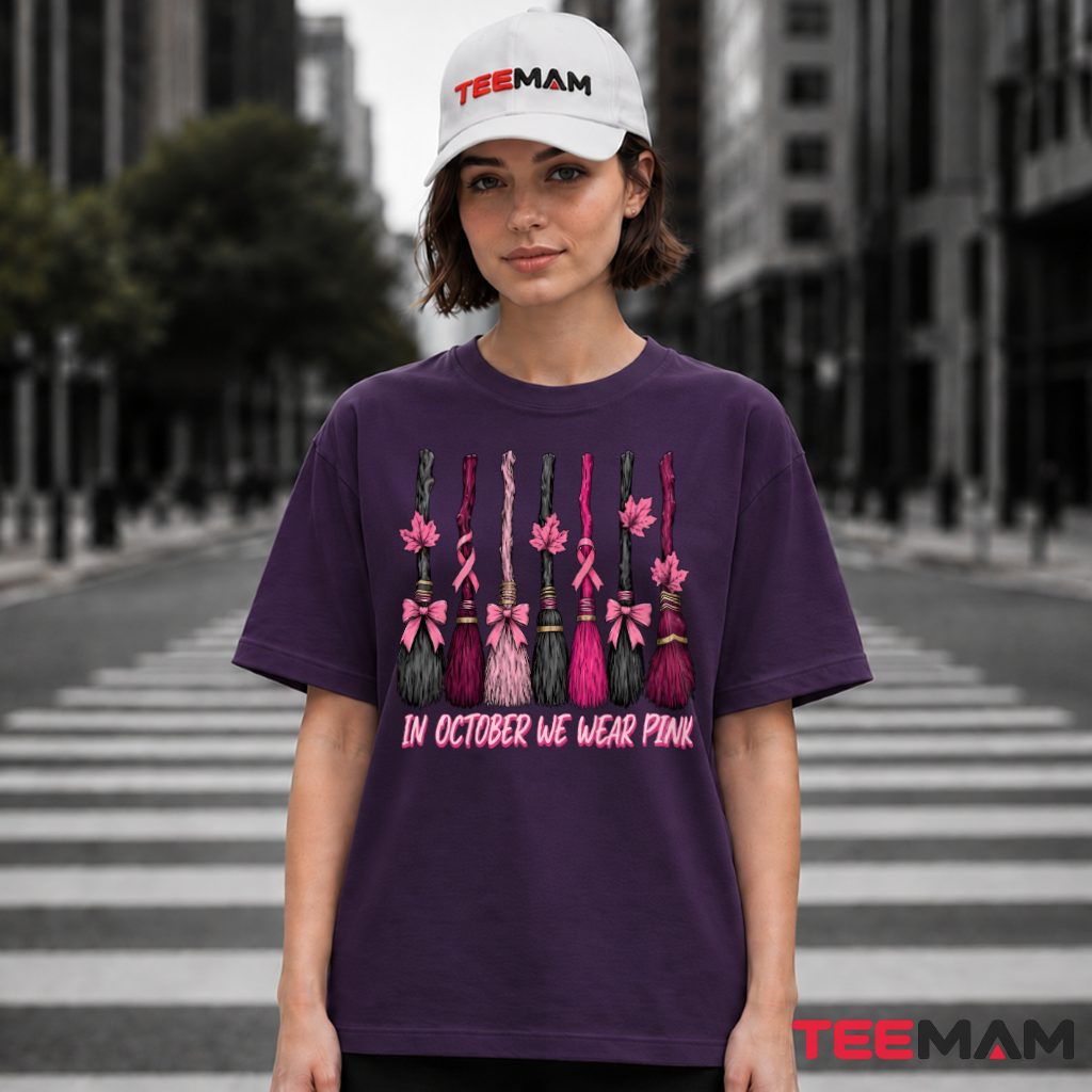 Breast Cancer Awareness Pink Ribbon Broom T-Shirt