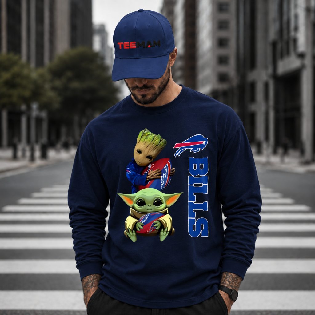 Buffalo Bills Baby Groot Yoda Football Long Sleeve Buffalo Bills Baby Groot Yoda Football Long Sleeve