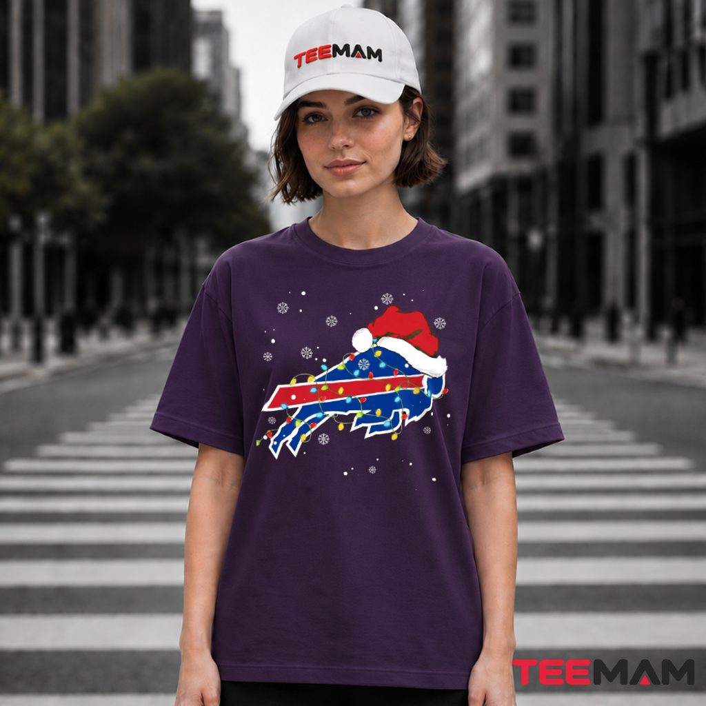 Buffalo Bills Christmas Santa Hat Lights T-Shirt